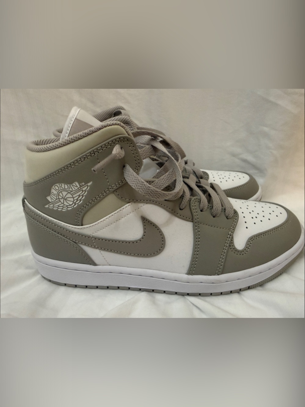 Jordan High-Top Sneakers in Taupe and White